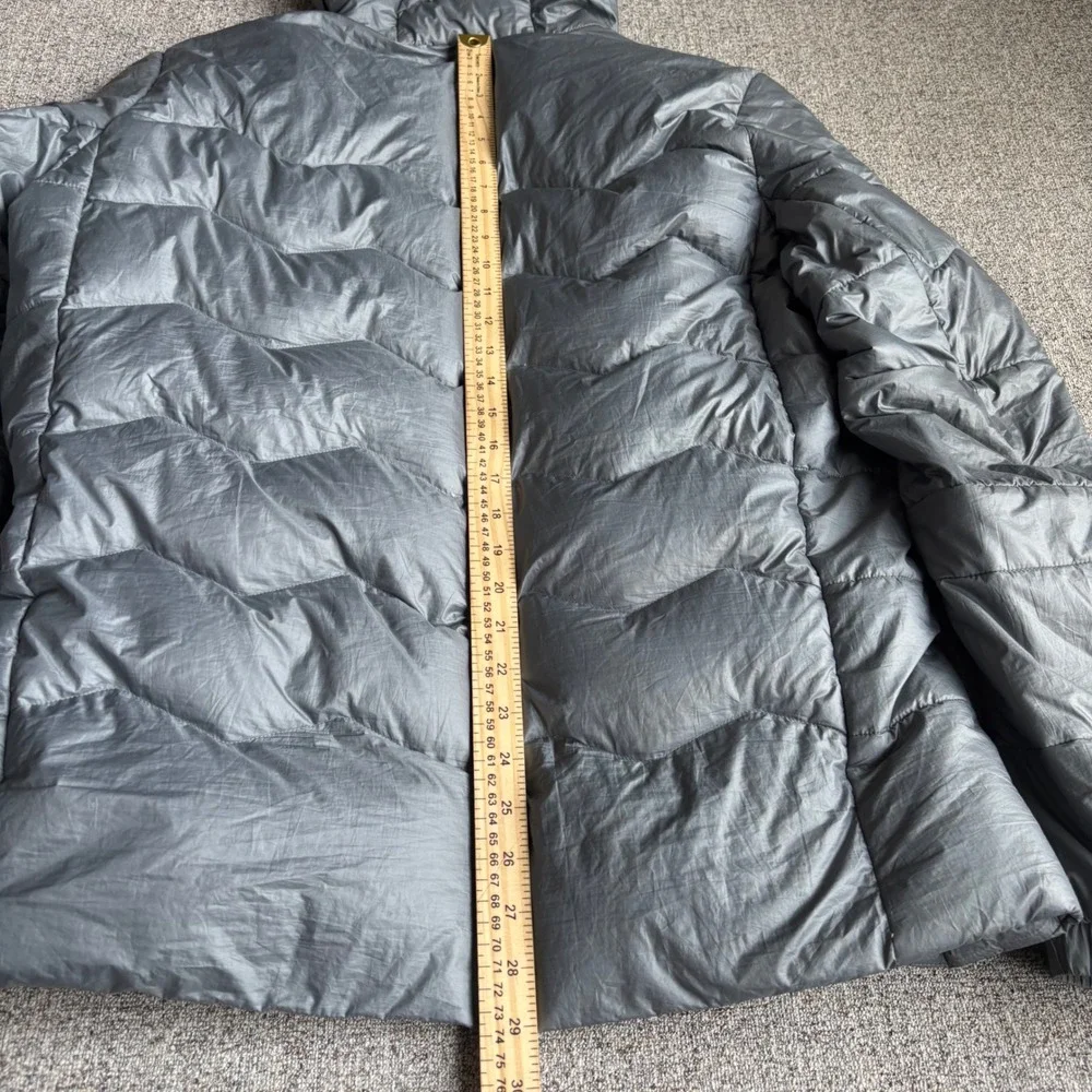 Jordan Puffer Jacket Mens L Grey Jumpman Down Filled Hooded Chevron Quilted Coat